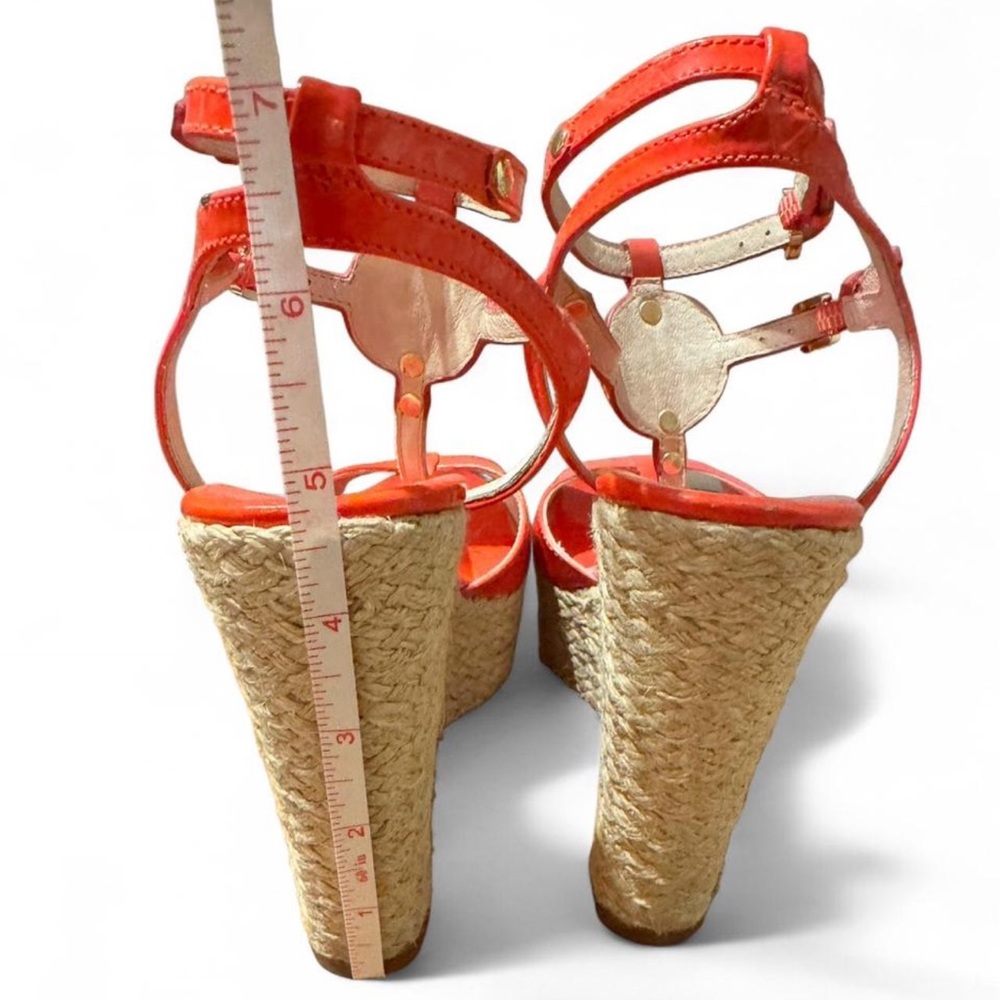 Vintage Michael Kors Vibrant Red Wedge Sandals - Picture 5 of 7